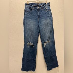 Express Distressed Wide Leg High Rise Jeans